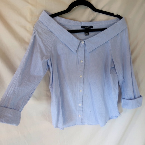Forever 21 | Off the Shoulder Button Down - Picture 2 of 6